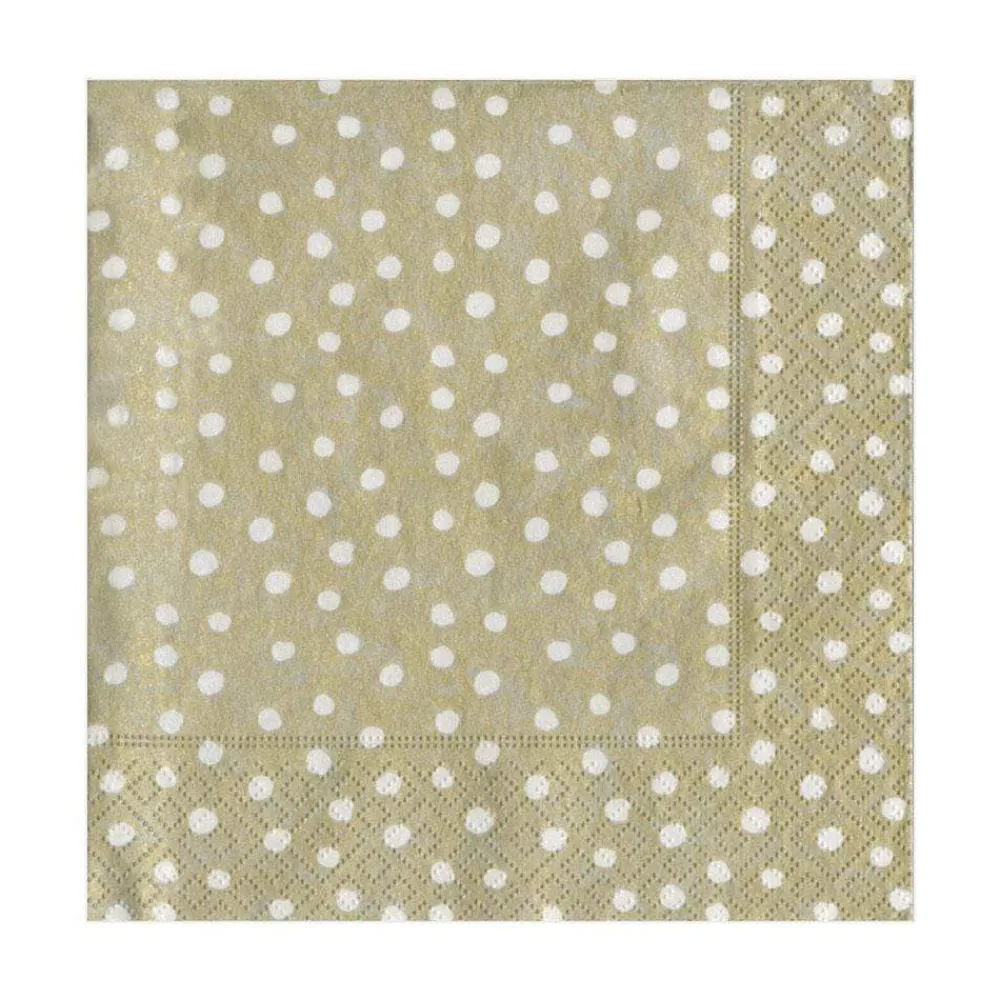 Caspari Christmas Napkins|Graduation Celebration|Small Dots Paper Luncheon Napkins in Platinum - 20 Per Package