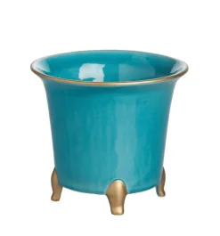 Abigails Memorial Day|Cachepots & Pots|Small Turquoise & Gold Cachepot