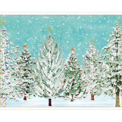 Personalization by Caspari Personalized Holiday Cards|Personalized Christmas Cards|Snow Covered Trees Personalized Christmas Cards