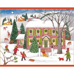 Caspari Christmas And Holiday Cards|Boxed Holiday Cards|Snow Fun Classic Boxed Christmas Cards - includes 15 cards & envelopes
