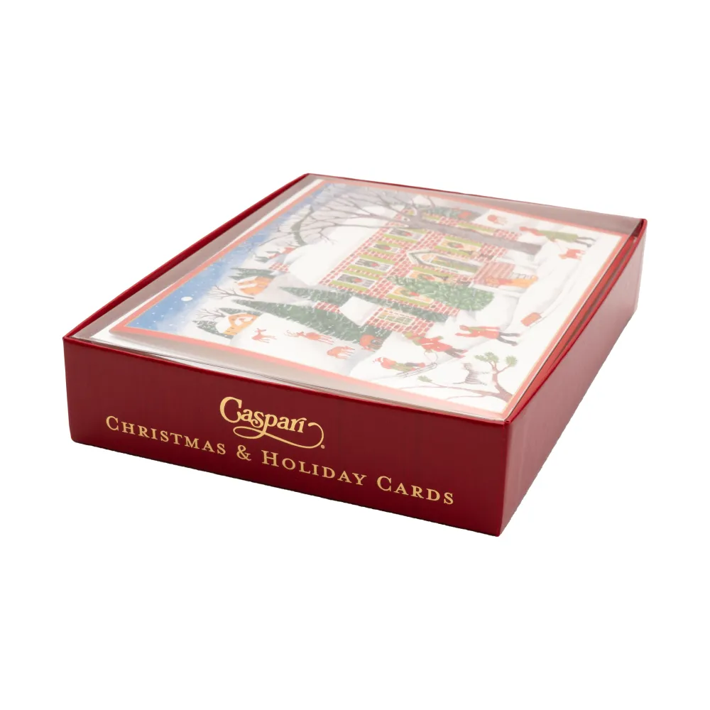Caspari Christmas And Holiday Cards|Boxed Holiday Cards|Snow Fun Classic Boxed Christmas Cards - includes 15 cards & envelopes