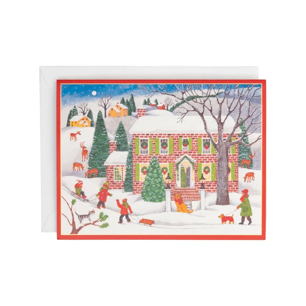 Caspari Christmas And Holiday Cards|Boxed Holiday Cards|Snow Fun Classic Boxed Christmas Cards - includes 15 cards & envelopes