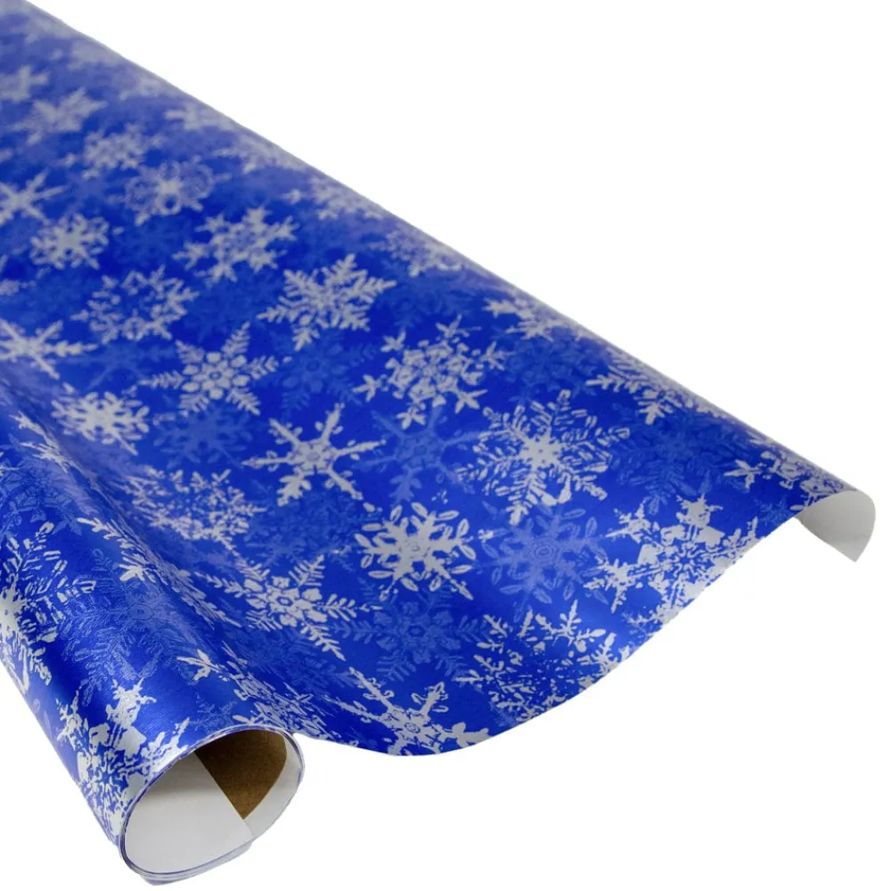 Caspari Christmas Wrapping Paper|Wrapping Paper|Snowfall-Blue Foil Gift Wrap - One 30" X 6' Roll
