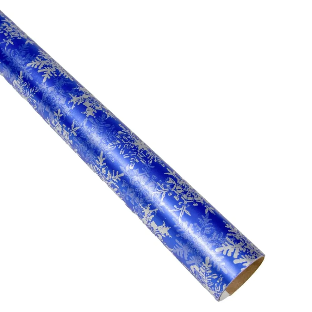 Caspari Christmas Wrapping Paper|Wrapping Paper|Snowfall-Blue Foil Gift Wrap - One 30" X 6' Roll