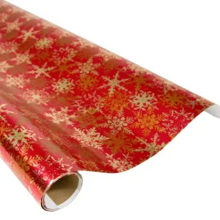 Caspari Christmas Wrapping Paper|Wrapping Paper|Snowfall-Red Foil Gift Wrap - One 30" X 6' Roll
