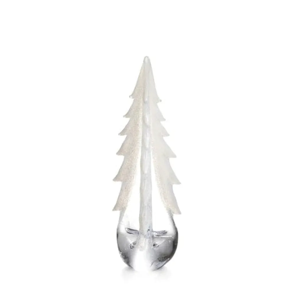 Simon Pearce Christmas Decor|Snowy Branches Evergreen Glass Tree 16" - 1 Each