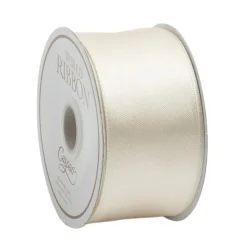 Caspari Christmas Ribbons & Bows|Baby Shower|Solid Ivory Satin Wired Ribbon - 9 Yard Spool