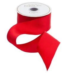 Caspari Christmas Ribbons & Bows|Ribbons & Bows|Solid Red Satin Wired Ribbon - 9 Yard Spool