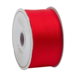 Caspari Christmas Ribbons & Bows|Ribbons & Bows|Solid Red Satin Wired Ribbon - 9 Yard Spool
