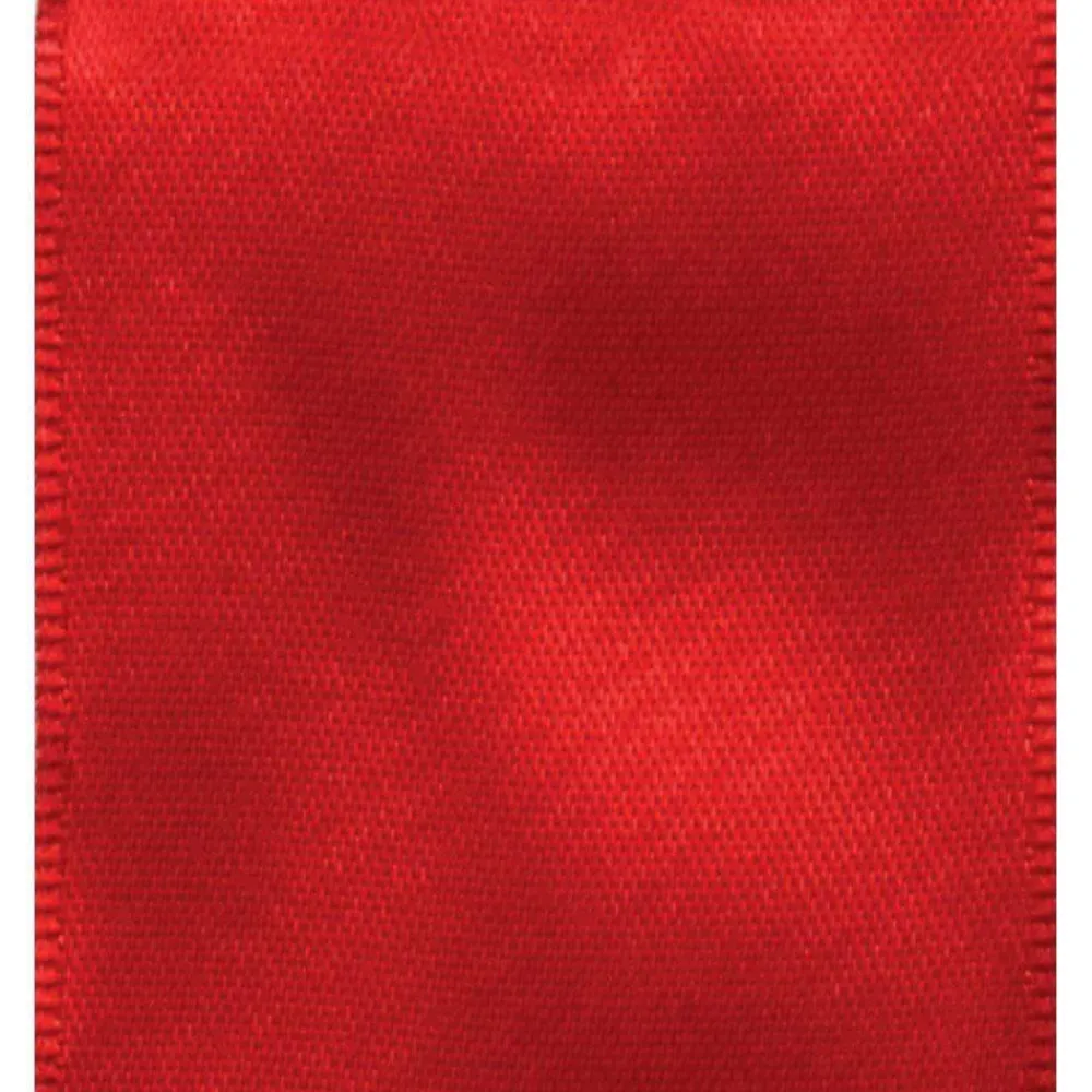 Caspari Christmas Ribbons & Bows|Ribbons & Bows|Solid Red Satin Wired Ribbon - 9 Yard Spool