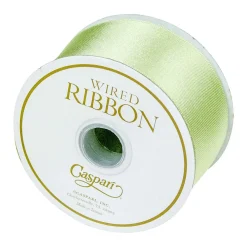 Caspari Christmas Ribbons & Bows|Ribbons & Bows|Solid Satin Wired Celadon Ribbon - 1 Spool Of Ribbon