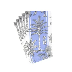 Caspari Hanukkah|Paper Guest Towels|Southern Palms Blue & White Guest Towel Napkins - 15 Per Package