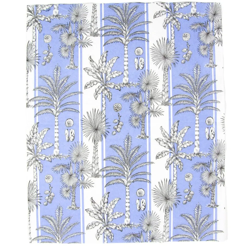 Caspari Hanukkah|Paper Guest Towels|Southern Palms Blue & White Guest Towel Napkins - 15 Per Package