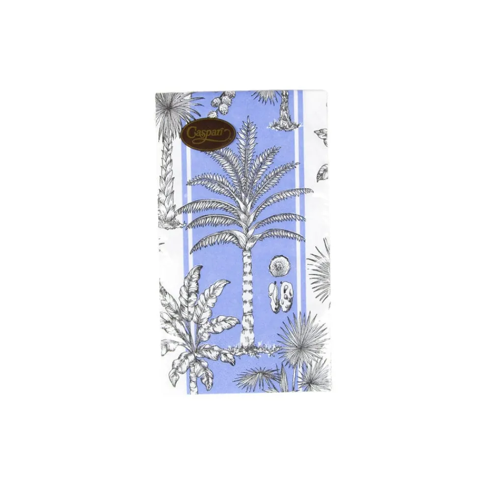 Caspari Hanukkah|Paper Guest Towels|Southern Palms Blue & White Guest Towel Napkins - 15 Per Package
