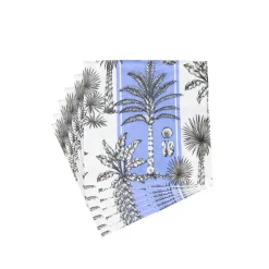 Caspari Hanukkah|Paper Cocktail Napkins|Southern Palms Blue & White Cocktail Napkins - 20 Per Package