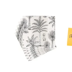 Caspari Paper Cocktail Napkins|Southern Palms Flax & White Cocktail Napkins - 20 Per Package