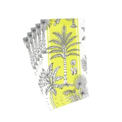 Caspari Paper Guest Towels|Southern Palms Green & White Guest Towel Napkins - 15 Per Package