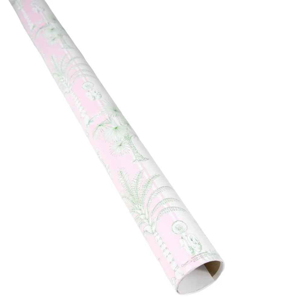 Caspari Wrapping Paper|Southern Palms in Pink & White Gift Wrap - 1 Continuous Roll of Wrapping Paper
