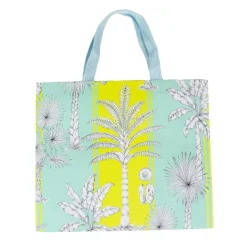Caspari Gift & Bottle Bags|Southern Palms Turquoise & Lime Large Gift Bags - 1 Each