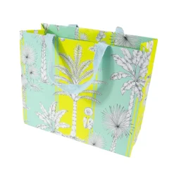 Caspari Gift & Bottle Bags|Southern Palms Turquoise & Lime Large Gift Bags - 1 Each