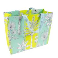 Caspari Gift & Bottle Bags|Southern Palms Turquoise & Lime Large Gift Bags - 1 Each