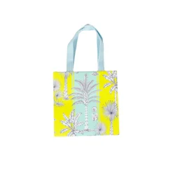 Caspari Gift & Bottle Bags|Southern Palms Turquoise & Lime Small Square Gift Bags - 1 Each