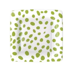 Caspari Easter|Paper Salad And Dessert Plates|Spots Square Paper Salad & Dessert Plates in Green - 8 Per Package