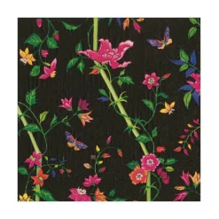 Caspari Paper Luncheon Napkins|Sprigged Silk Paper Luncheon Napkins in Black - 20 Per Package