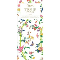 Caspari Tissue Paper|Sprigged Silk Tissue Paper in White - 4 Sheets Included
