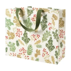 Caspari Christmas Gift & Bottle Bags|Gift & Bottle Bags|Sprigs and Berries Large Gift Bag - 1 Each
