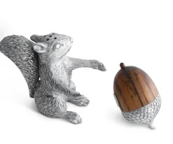 Vagabond House Salt & Pepper Shakers|Squirrel with Wood Acorn Salt & Pepper Set