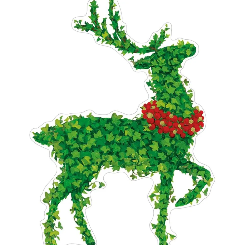 Caspari Christmas Gift Tags & Labels|Gift Tags & Enclosure Cards|Stag Topiary Die-Cut Ornament Gift Tags - 4 Per Package
