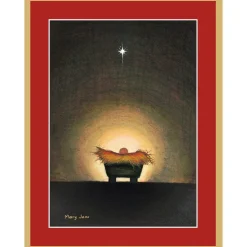 Caspari Christmas And Holiday Cards|Boxed Holiday Cards|Star And Creche Boxed Christmas Cards - 16 Christmas Cards & 16 Envelopes