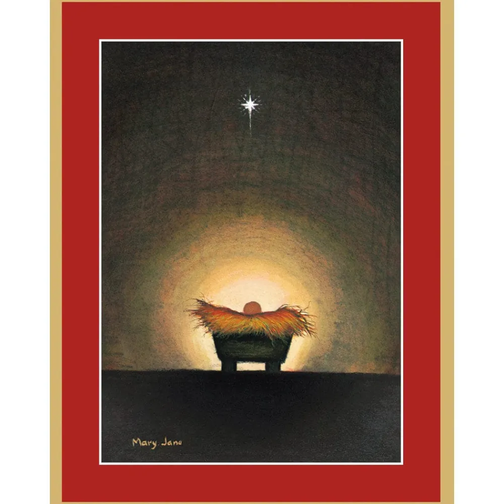 Caspari Christmas And Holiday Cards|Boxed Holiday Cards|Star and Creche Classic Boxed Christmas Cards - includes 15 cards & envelopes
