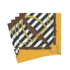 Caspari Paper Cocktail Napkins|Stirrup and Silks Black/White Cocktail Napkin - package of 20