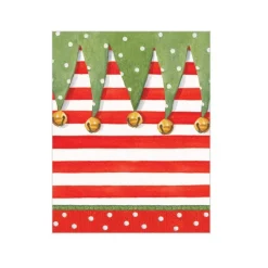 Caspari Christmas Gift Tags & Labels|Gift Tags & Enclosure Cards|Stocking Stripe Gift Enclosure Cards - 4 Mini Cards & 4 Envelopes
