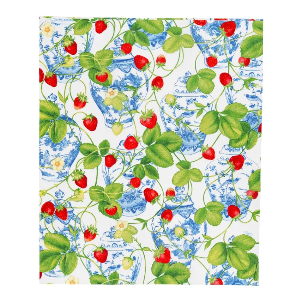Caspari Memorial Day|Paper Guest Towels|Strawberries And Cream Guest Towel Napkins - 15 Per Package