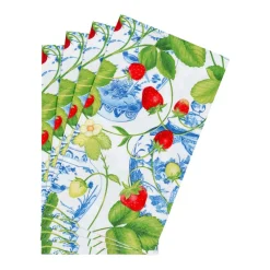 Caspari Memorial Day|Paper Guest Towels|Strawberries And Cream Guest Towel Napkins - 15 Per Package