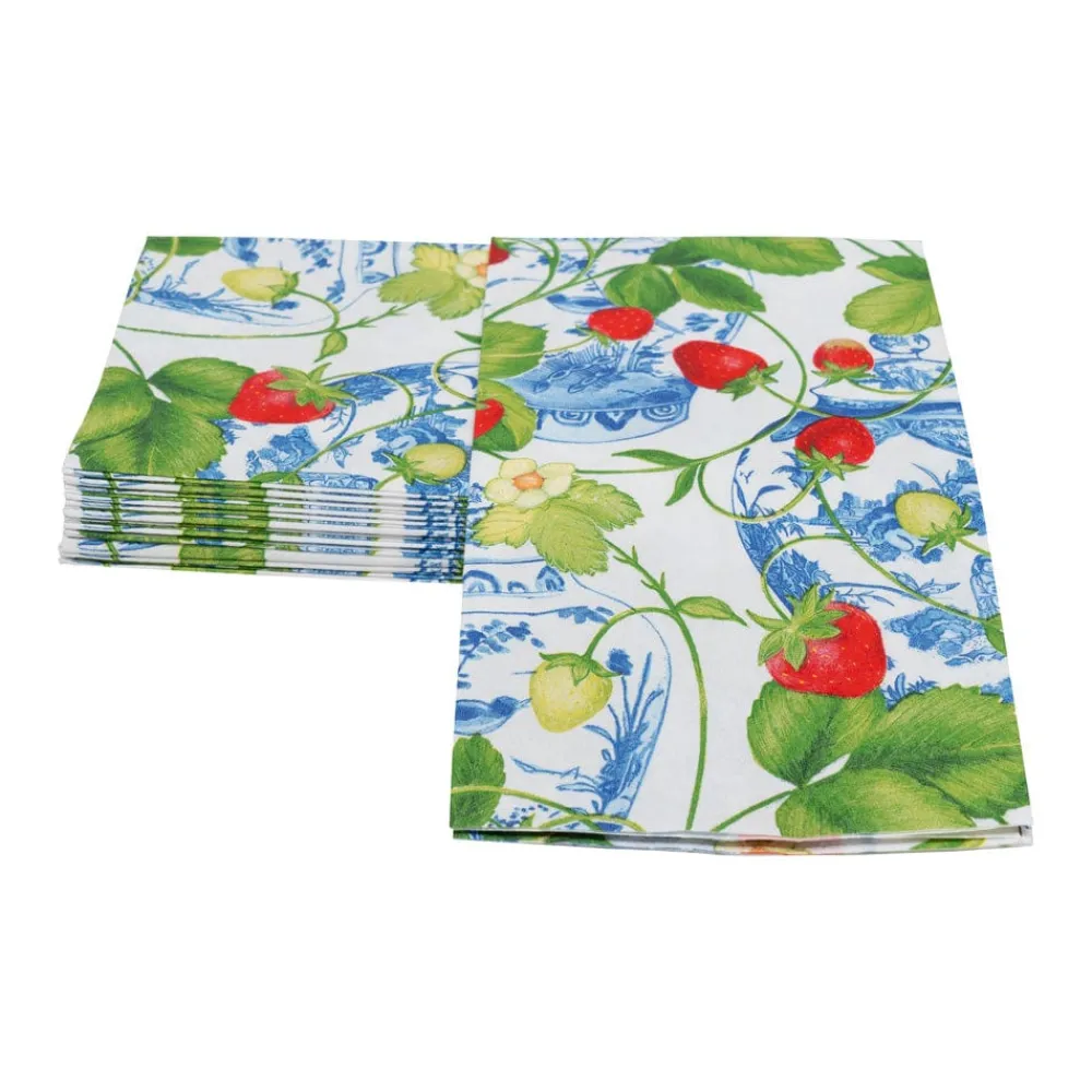 Caspari Memorial Day|Paper Guest Towels|Strawberries And Cream Guest Towel Napkins - 15 Per Package