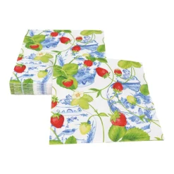 Caspari Memorial Day|Paper Luncheon Napkins|Strawberries And Cream Luncheon Napkins - 20 Per Package