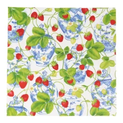 Caspari Memorial Day|Paper Luncheon Napkins|Strawberries And Cream Luncheon Napkins - 20 Per Package