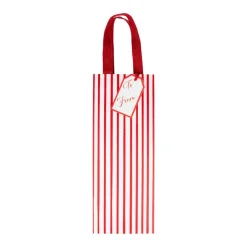 Caspari Christmas Gift & Bottle Bags|Gift & Bottle Bags|Stripes For Days Red & White Wine & Bottle Gift Bags - 1 Each