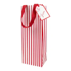Caspari Christmas Gift & Bottle Bags|Gift & Bottle Bags|Stripes For Days Red & White Wine & Bottle Gift Bags - 1 Each