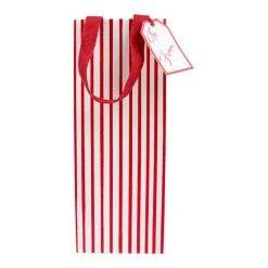 Caspari Christmas Gift & Bottle Bags|Gift & Bottle Bags|Stripes For Days Red & White Wine & Bottle Gift Bags - 1 Each
