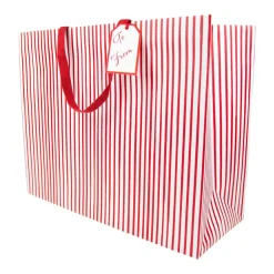 Caspari Christmas Gift & Bottle Bags|Gift & Bottle Bags|Stripes For Days Red & White Gift Bags - 1 Each