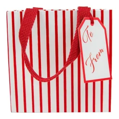 Caspari Christmas Gift & Bottle Bags|Gift & Bottle Bags|Stripes For Days Red/White Gift Bags - 1 Each