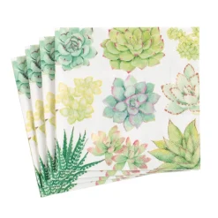 Caspari Paper Cocktail Napkins|Succulents Paper Cocktail Napkins - 20 Per Package