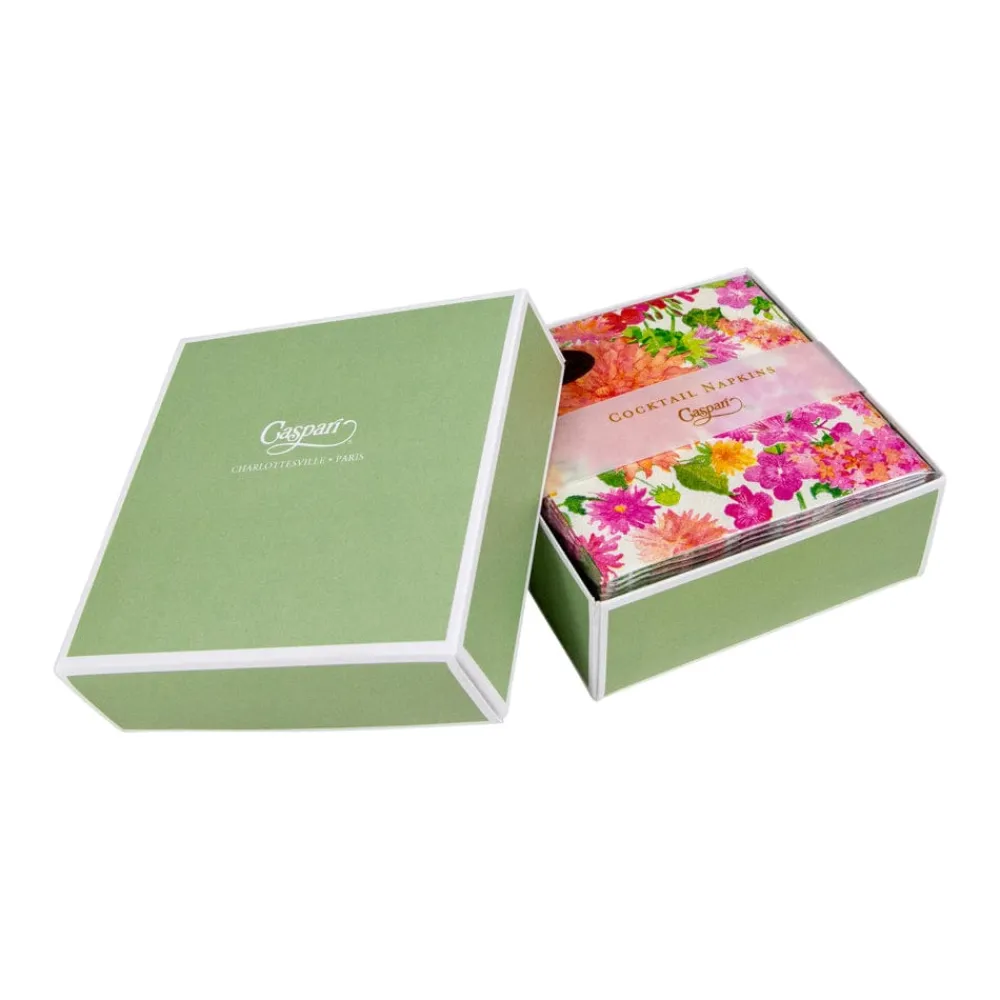 Caspari Boxed Cocktail Napkins|Summer Blooms Boxed Paper Cocktail Napkins - 40 Per Box