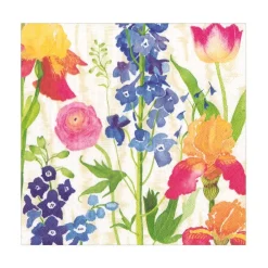 Caspari Paper Luncheon Napkins|Summer Garden Paper Luncheon Napkins in White - 20 Per Package