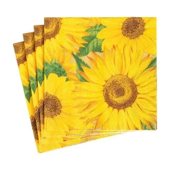 Caspari Bridal Shower|Boxed Cocktail Napkins|Sunflowers Boxed Paper Cocktail Napkins - 40 Per Box